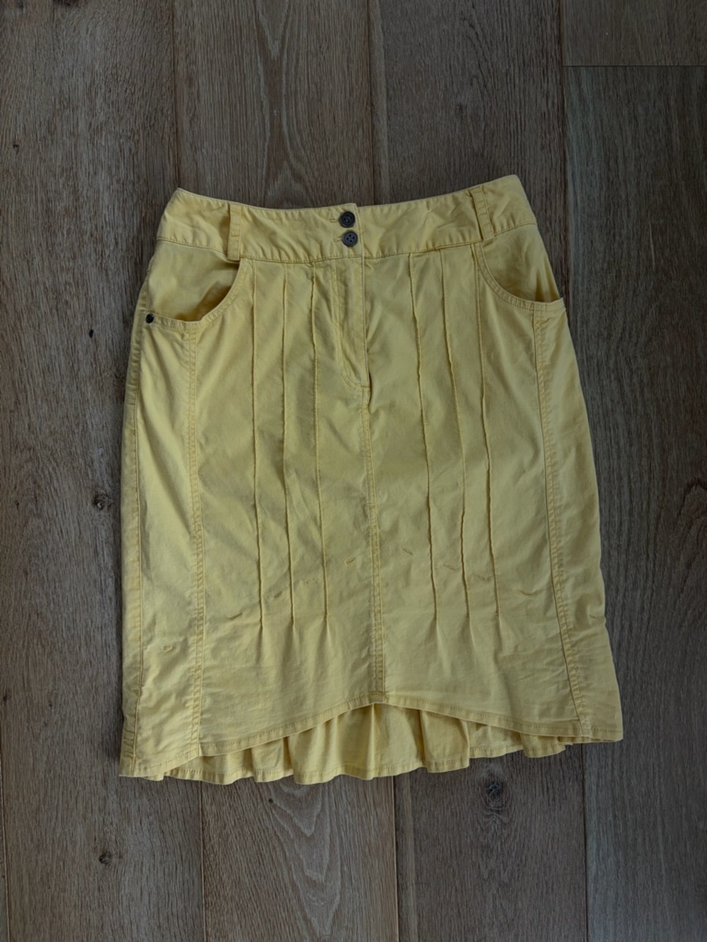 Yellow Pleated Front Women's Skirt